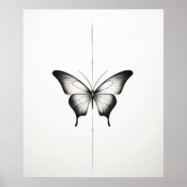 Butterfly minimalistische Linienkunst Poster (Vorne)