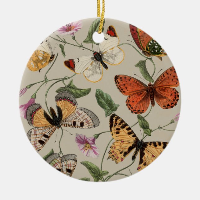 Butterfly Moth Nature Collection Zeichnend Keramik Ornament (Vorne)
