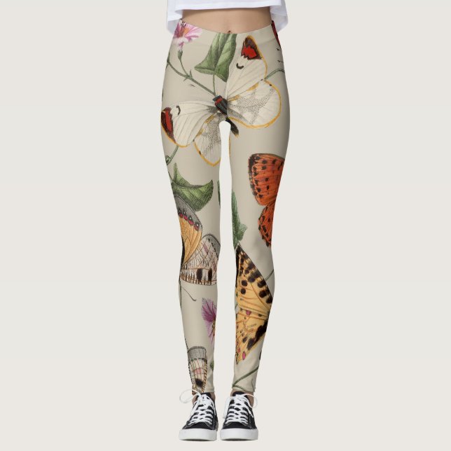 Butterfly Moth Nature Collection Zeichnend Leggings (Vorderseite)