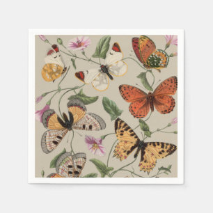 Butterfly Moth Nature Collection Zeichnend Serviette