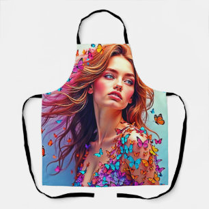 Butterfly Muse Portrait Art T - Shirt Schürze