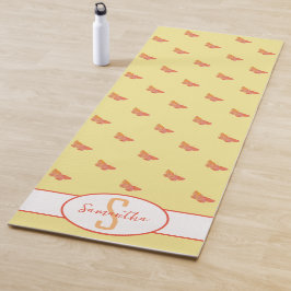 Butterfly-Muster Gelbe Girlande Moderne Monogramm Yogamatte