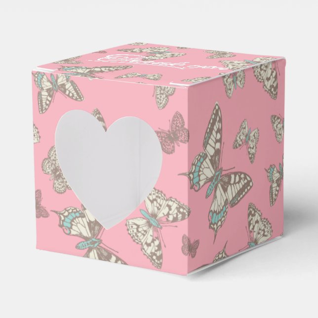 Butterfly-Muster rosa Danke Gastgeschenk Hochzeit  Geschenkschachtel (Vorderseite)