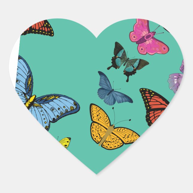 Butterfly-Muster-Textur Herz-Aufkleber (Vorderseite)