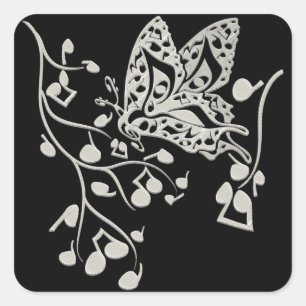 Butterfly_Notes Quadratischer Aufkleber