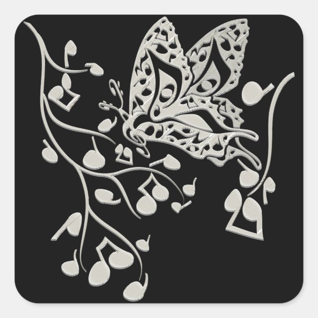 Butterfly_Notes Quadratischer Aufkleber (Vorderseite)