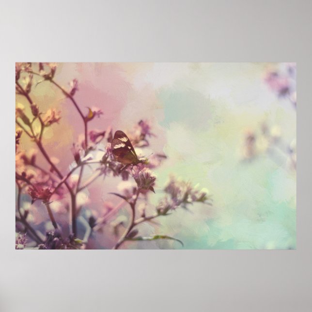 Butterfly on Blossom Branch Poster (Vorne)
