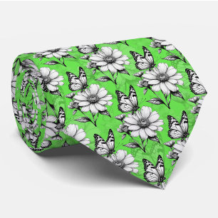 Butterfly On Blume Muster Green Design Krawatte