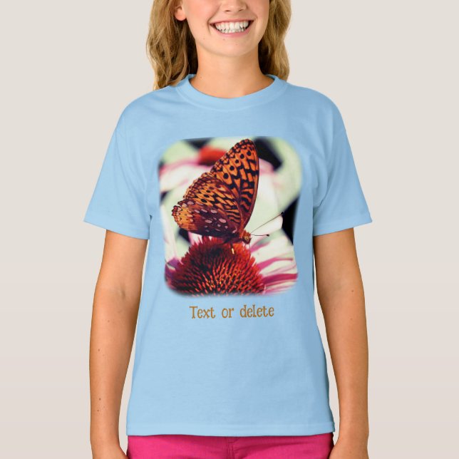 Butterfly On Echinacea Flower Nature  T-Shirt (Vorderseite)