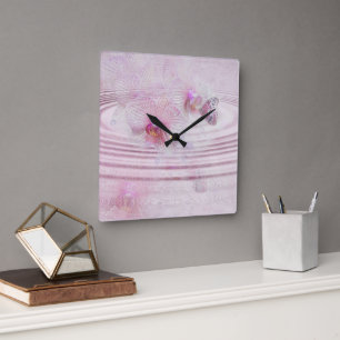 Butterfly On Orchid Quadratische Wanduhr