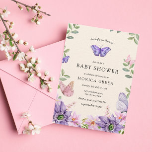 Butterfly on The Way Spring Garden Baby Shower Einladung