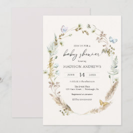 Butterfly on Way Boho Baby Shower Einladung