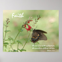 Butterfly on Wildblumen, Scripture Vers on Faith Poster
