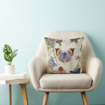 Butterfly Orange Blauer Botanischer Vintager Blume