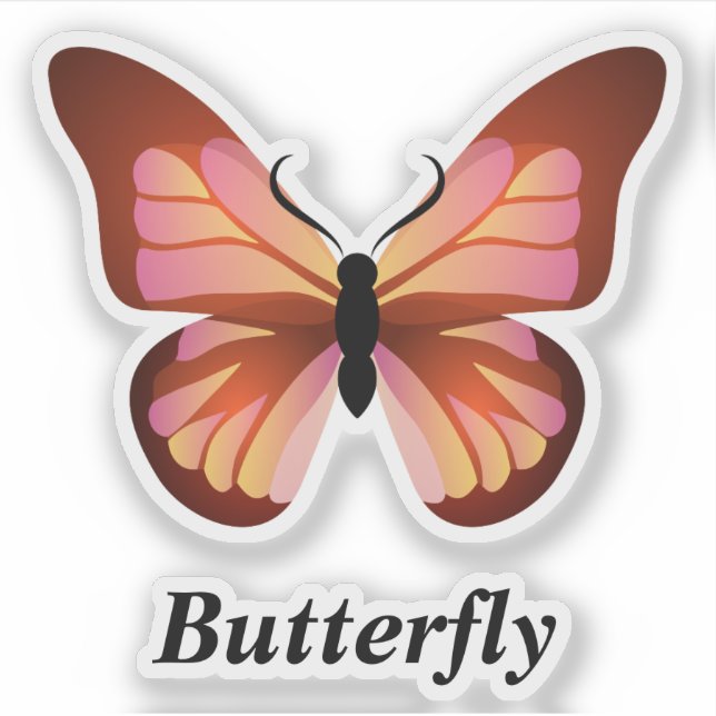 Butterfly Orange Pink Black Aufkleber (Vorderseite)