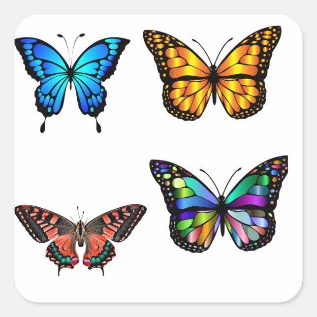 butterfly pack quadratischer aufkleber (Vorderseite)