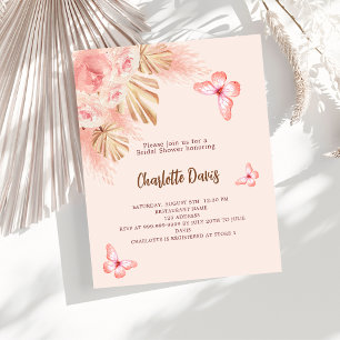 Butterfly Pampas Budget Bridal Dusche Einladung
