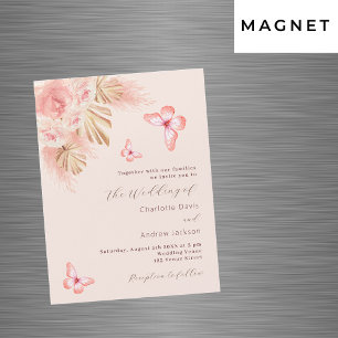 Butterfly Pampas Gras Rose Gold Luxus Hochzeit Magneteinladung
