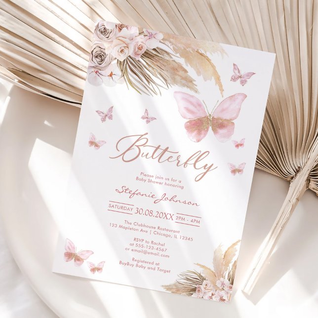 Butterfly Pampass Baby Shower Invitation (Créateur téléchargé)