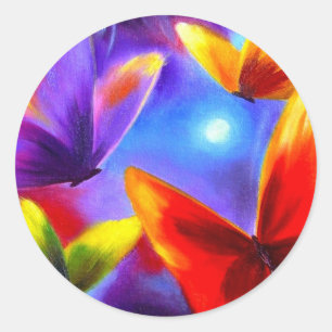 Butterfly Parade Malerei Art - Multi Runder Aufkleber