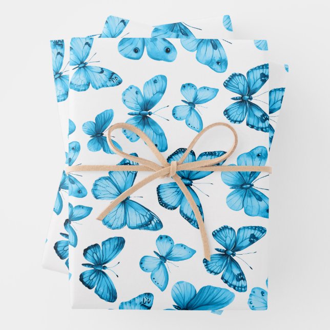Butterfly Pattern Wasserfarbe Elegantes Hübsches G Geschenkpapier Set (Beispiel)