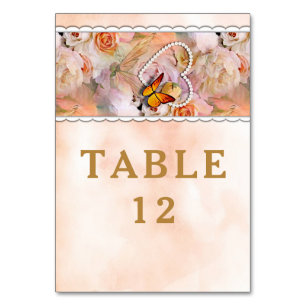 Butterfly Pearl Heart Floral Serenity Rose Hochzei Tischnummer