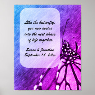 Butterfly Pencil Art Personalisierte Hochzeit Poster