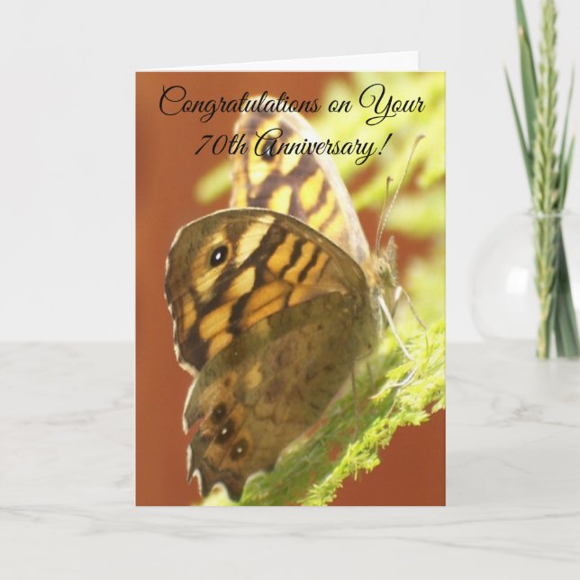 Butterfly Personalisiert 70. Hochzeitstag Karte (Vorderseite)