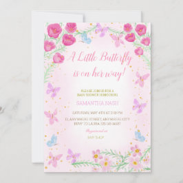 Butterfly Pink Baby Dusche Einladung