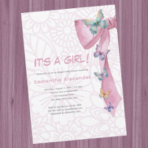 Butterfly Pink Babydusche Einladung