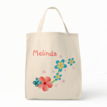 Butterfly Pink Blue Floral Große Totttasche