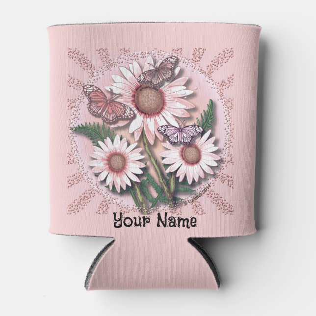 Butterfly Pink Daisy Can Cooler Dosenkühler (Vorderseite)