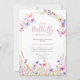 Butterfly Pink Floral Baby Dusche Einladung