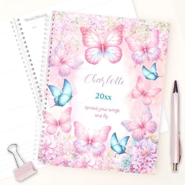 Butterfly Pink Lila farbenfrohe Blütenmädchen Name Planer (Butterfly Pink Purple Colorful Floral Girly Name Planner)