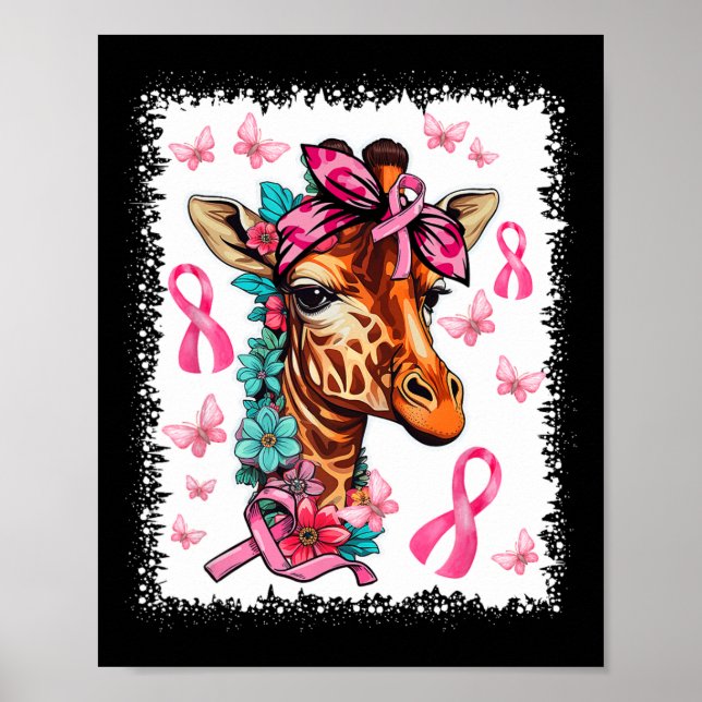 Butterfly Pink Ribbon floral Brustkrebs Awarene Poster (Vorne)