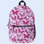 Butterfly Pink Watercolor Bedruckter Rucksack<br><div class="desc">Magenta rosa und weiße Schmetterlingsmuster Wasserfarbe. Originelle Kunst von Nic Squirrell.</div>