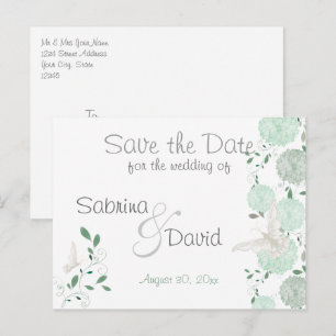 Butterfly Pistachio Chrysanthemum Save the Date Ankündigungspostkarte