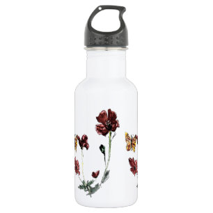 Butterfly Poppy Blume Naturkunde Edelstahlflasche