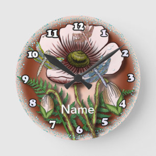 Butterfly Poppy Runde Wanduhr