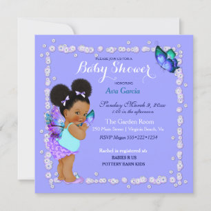 Butterfly Princess Baby Girl Lavender Einladung
