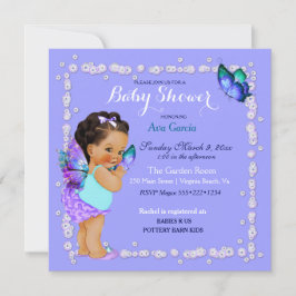 Butterfly Princess Baby Girl Lila Türkis Invi Einladung