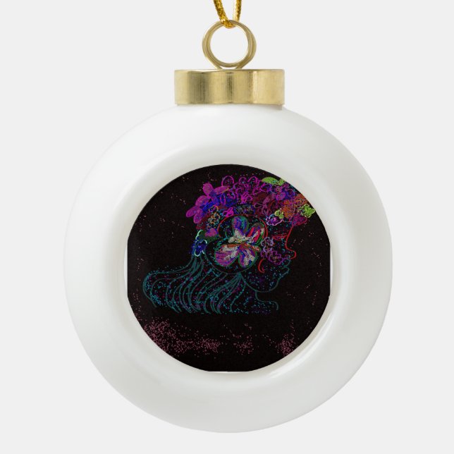 Butterfly Princess  Keramik Kugel-Ornament (Vorderseite)