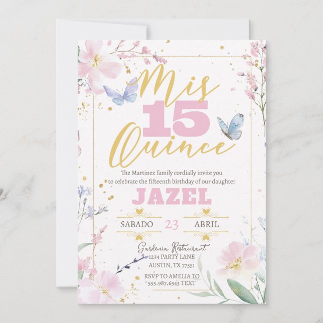 Butterfly Quince 15th Birthday Invitation (Devant)