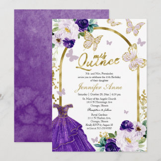 Butterfly Quince Einladungen Lila Blumenkleid