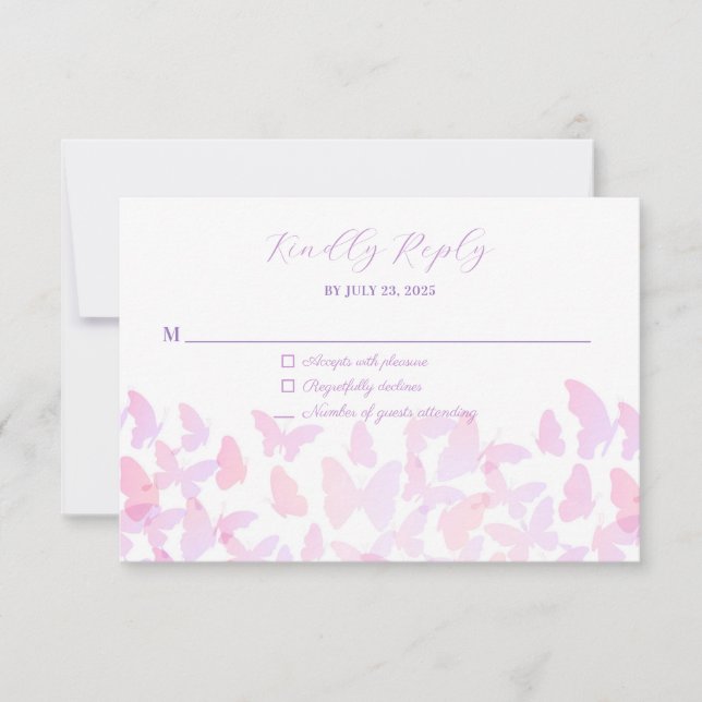 Butterfly Quinceañera UAWG Response Card RSVP Karte (Vorderseite)