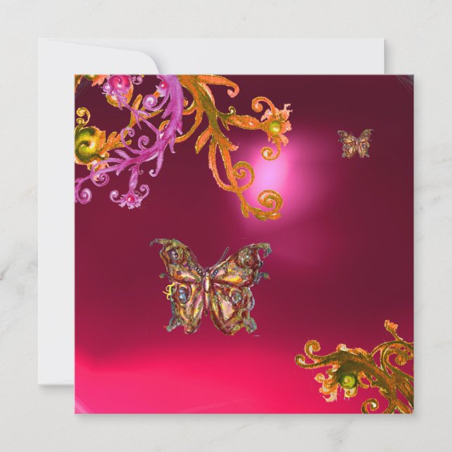 BUTTERFLY RED RUBY , hellrosa, braun Einladung (Vorderseite)