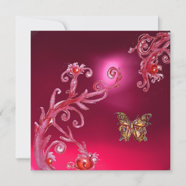 BUTTERFLY RED RUBY hellrosa Einladung (Vorderseite)