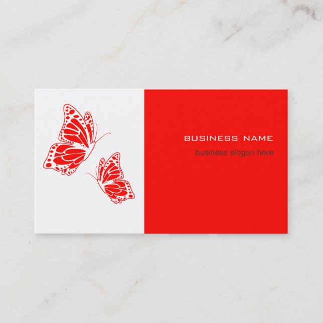 Butterfly Red & White Elegante Moderne, einfache Visitenkarte (Vorderseite)