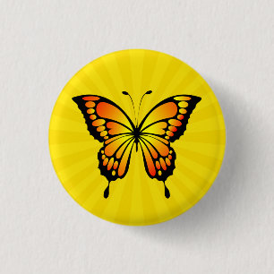 Butterfly Red Yellow Insect Illustration-20285 T-S Button