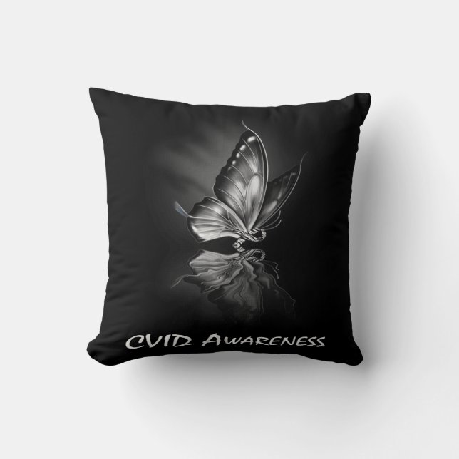 Butterfly-Ribbon CVID Awareness Sweatshirt182 Kissen (Vorderseite)